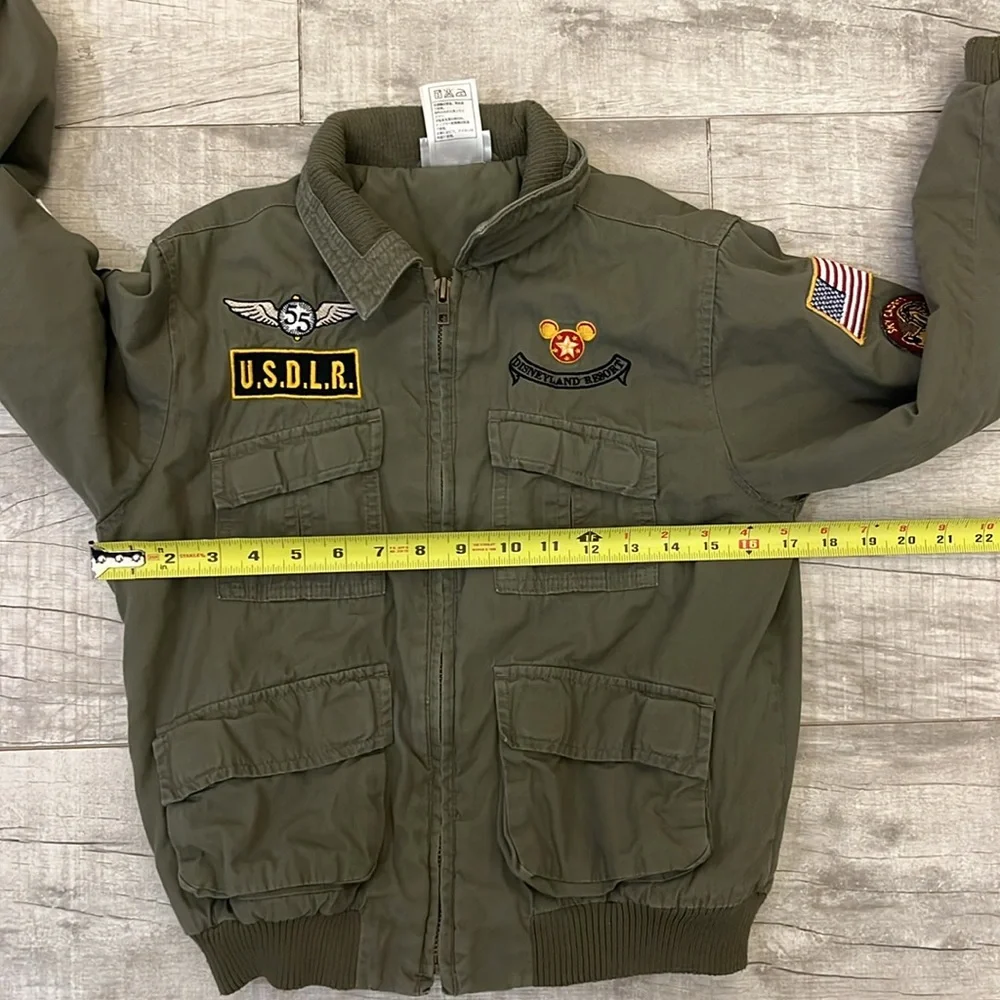 Disneyland Resort Mickey Mouse Sky‎ Leader Patch Bomber Jacket Olive Khaki Kid M